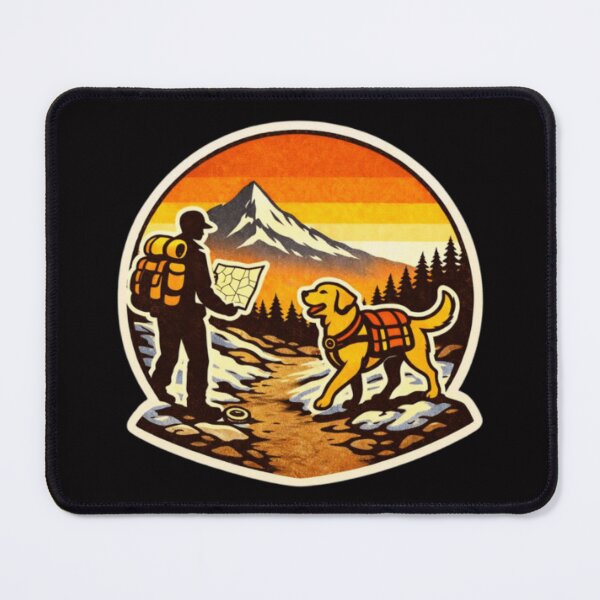 Item preview, Trail Map Dog Dad & Labrador – Retro Hiking Explorer Badge designed and sold by PawPrintCustom.