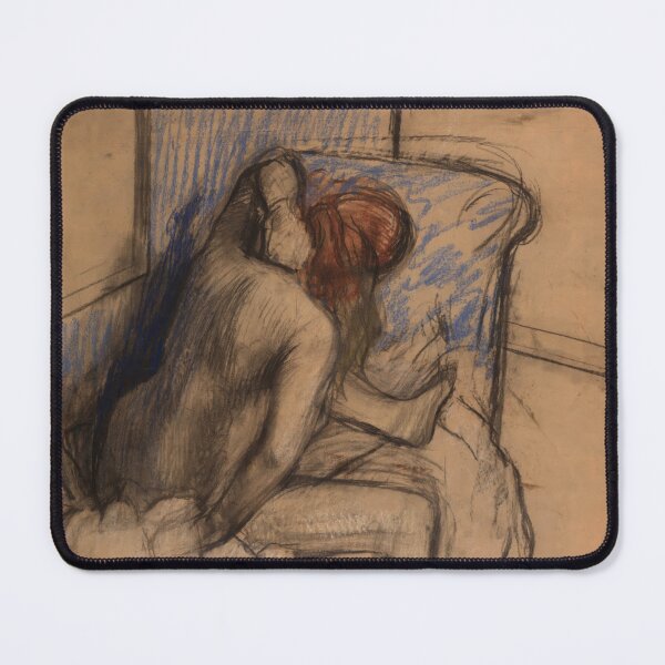Item preview, Woman Drying Her Hair by Edgar Degas: Intimate Impressionist Figure Study designed and sold by artofuniverse.