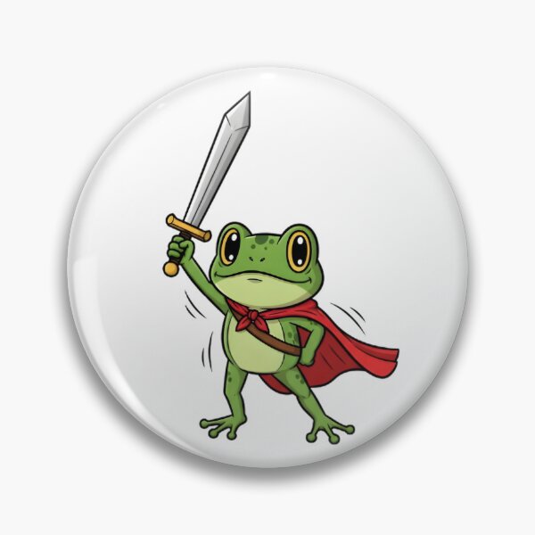 Item preview, Brave Frog Warrior with Sword and Red Cape – Cute Cartoon Fantasy Illustration designed and sold by mitdz shop.
