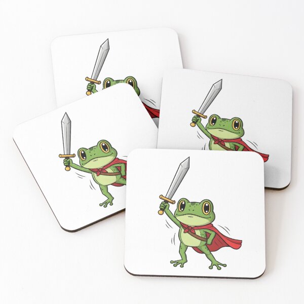 Item preview, Brave Frog Warrior with Sword and Red Cape – Cute Cartoon Fantasy Illustration designed and sold by mitdz shop.