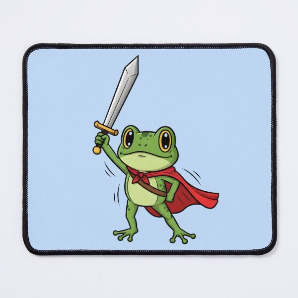 Item preview, Brave Frog Warrior with Sword and Red Cape – Cute Cartoon Fantasy Illustration designed and sold by mitdz shop.