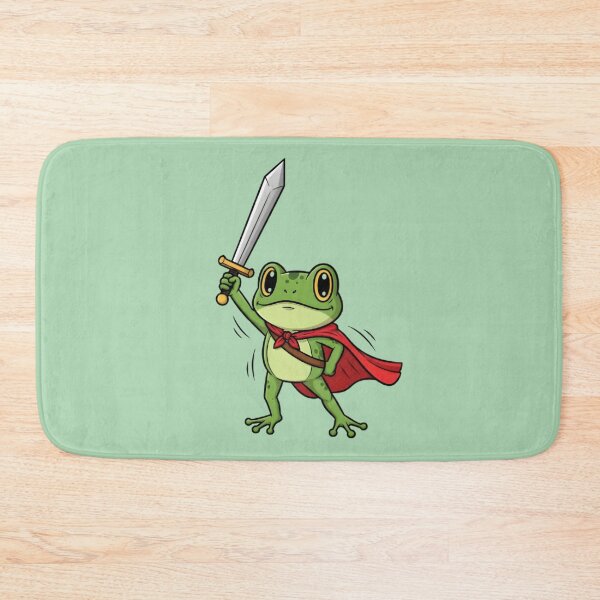 Item preview, Brave Frog Warrior with Sword and Red Cape – Cute Cartoon Fantasy Illustration designed and sold by mitdz shop.