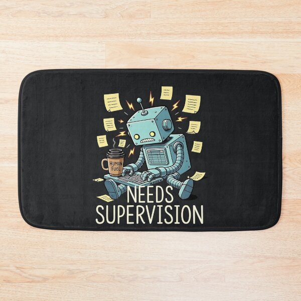 Item preview, Needs Supervision – Funny Overworked Sarcastic Robot designed and sold by Taans-Creation.