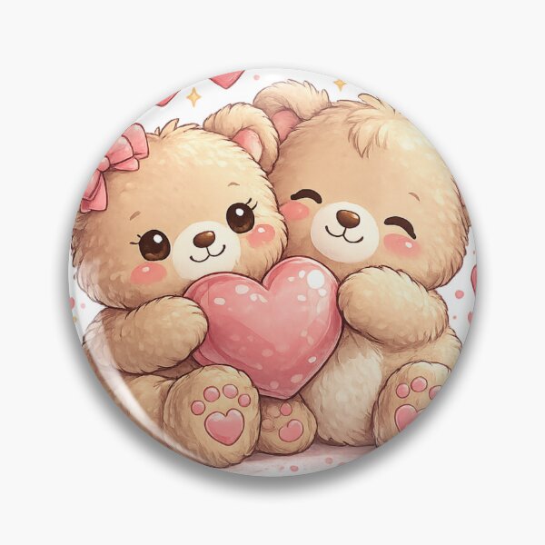 Item preview, Cute Valentine Teddy Bears – Kawaii Love Heart Couple Design designed and sold by Artistmonkey345.