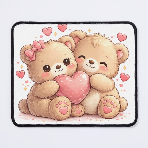 Item preview, Cute Valentine Teddy Bears – Kawaii Love Heart Couple Design designed and sold by Artistmonkey345.