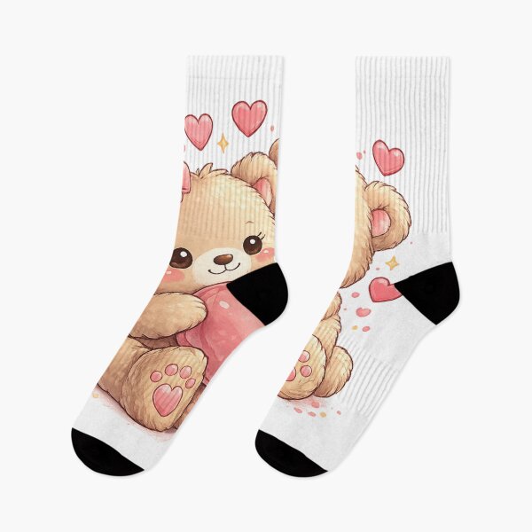 Item preview, Cute Valentine Teddy Bears – Kawaii Love Heart Couple Design designed and sold by Artistmonkey345.