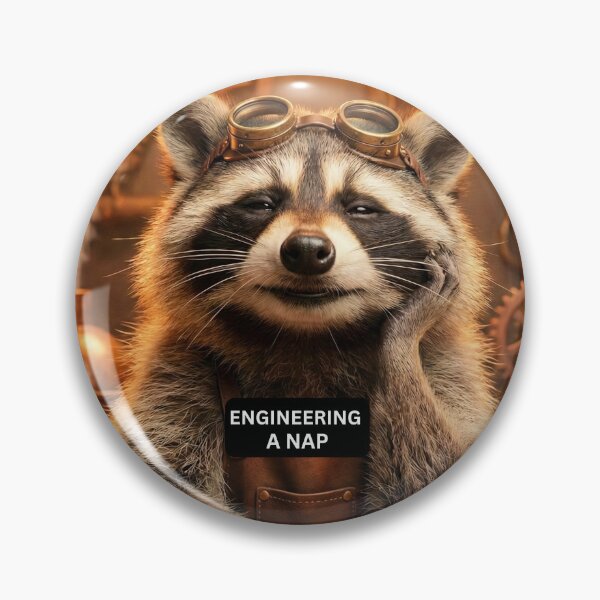 Item preview, Steampunk Raccoon Inventor - Engineering A Nap - Funny Industrial Art designed and sold by AngelBlessing.
