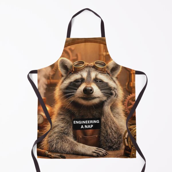 Item preview, Steampunk Raccoon Inventor - Engineering A Nap - Funny Industrial Art designed and sold by AngelBlessing.