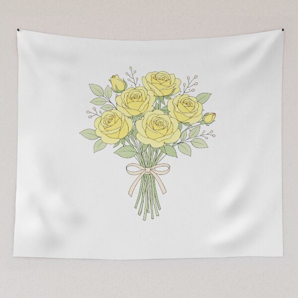 Item preview, Minimalist Bouquet of Yellow Roses – Line Art Illustration in Soft Colors designed and sold by DrizzyV.