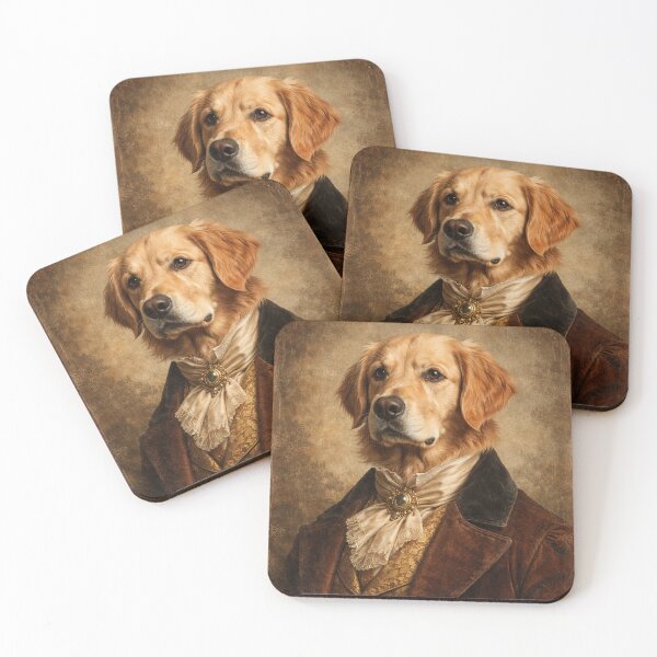 Item preview,  Golden Retriever Renaissance Portrait - Vintage Dog in Victorian Clothing Art Print designed and sold by freackly.