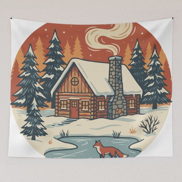 Item preview, Rustic Winter Cabin Escape | Vintage Badge Illustration designed and sold by DESTAR8.