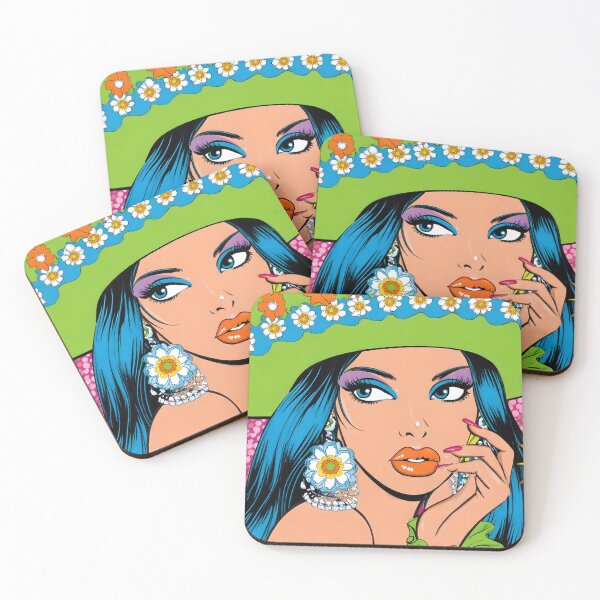 Item preview, Vibrant Pop Art Woman with Floral Hat and Earrings designed and sold by Artessie.