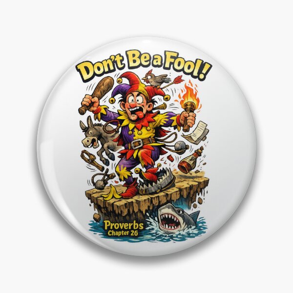 Item preview, Don’t Be a Fool! Proverbs Chapter 26 Funny Jester Cartoon Christian Wisdom Quote Art, Humor T Shirt Design, Bible Verse Wall Decor Gift designed and sold by TerScott.
