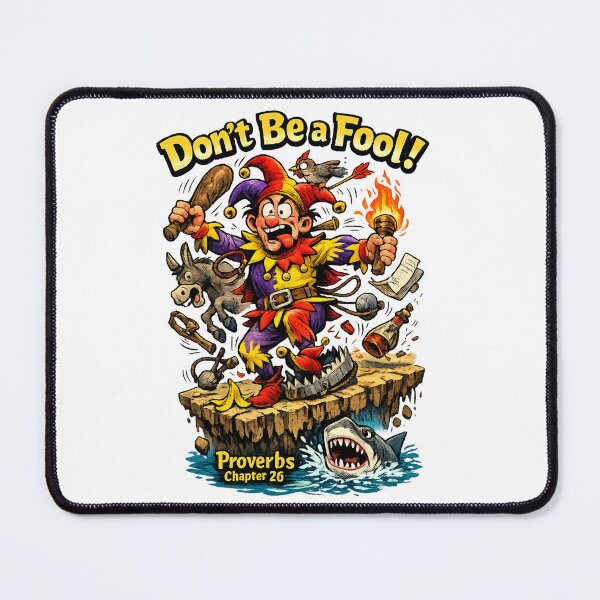 Item preview, Don’t Be a Fool! Proverbs Chapter 26 Funny Jester Cartoon Christian Wisdom Quote Art, Humor T Shirt Design, Bible Verse Wall Decor Gift designed and sold by TerScott.