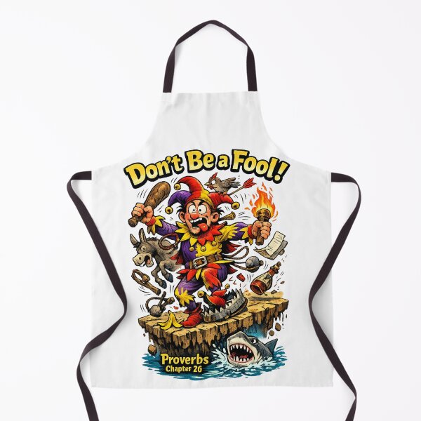 Item preview, Don’t Be a Fool! Proverbs Chapter 26 Funny Jester Cartoon Christian Wisdom Quote Art, Humor T Shirt Design, Bible Verse Wall Decor Gift designed and sold by TerScott.