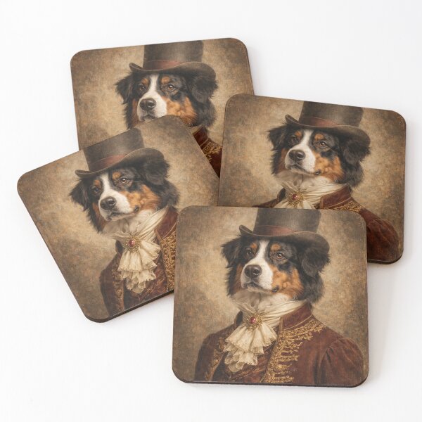 Item preview,  Bernese Mountain Dog Victorian Portrait - Vintage Dog in Top Hat Art Print designed and sold by freackly.