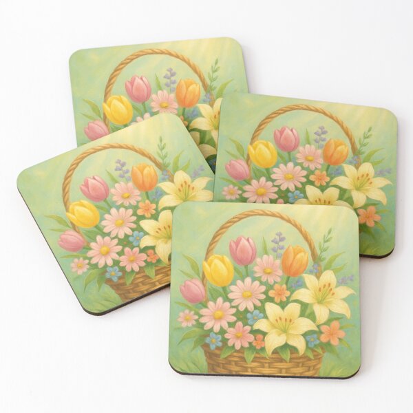 Item preview, Easter Basket with Spring Flowers, Spring Season Illustration designed and sold by FunFitLife Studio.