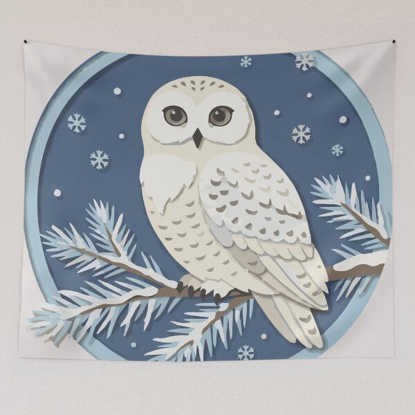 Item preview, Paper-Cut Snowy Owl | Winter Nature Badge designed and sold by DESTAR8.