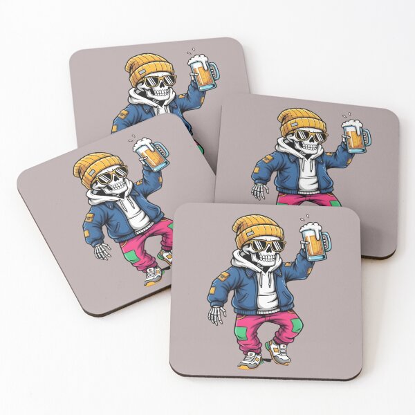 Item preview, Cool Skeleton Drinking Beer – Streetwear Party Cartoon Illustration designed and sold by mitdz shop.