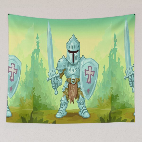 Item preview, Cartoon Knight in Green Field Illustration designed and sold by Piotrek0001.
