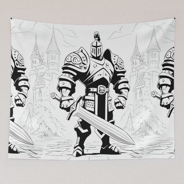Item preview, Black and White Knight Coloring Page Style designed and sold by Piotrek0001.