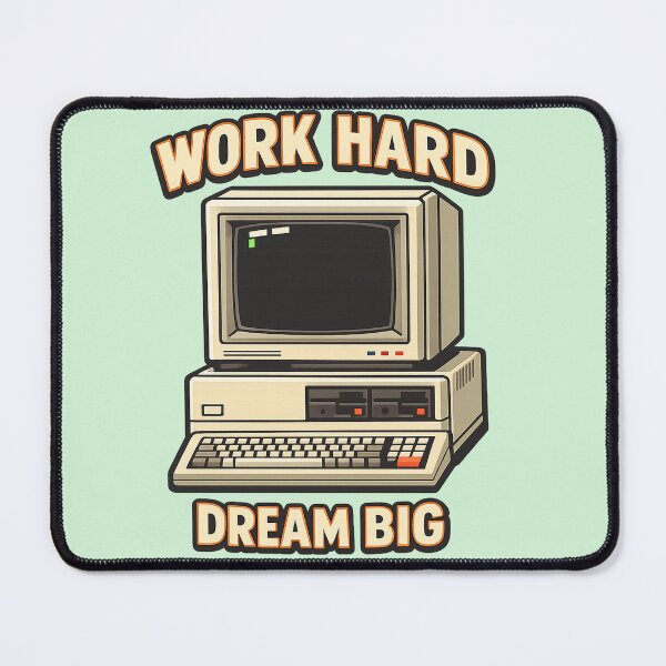 Item preview, Retro Vintage Computer AI Art – Work Hard Dream Big Motivational Design designed and sold by Cleora Visuals.