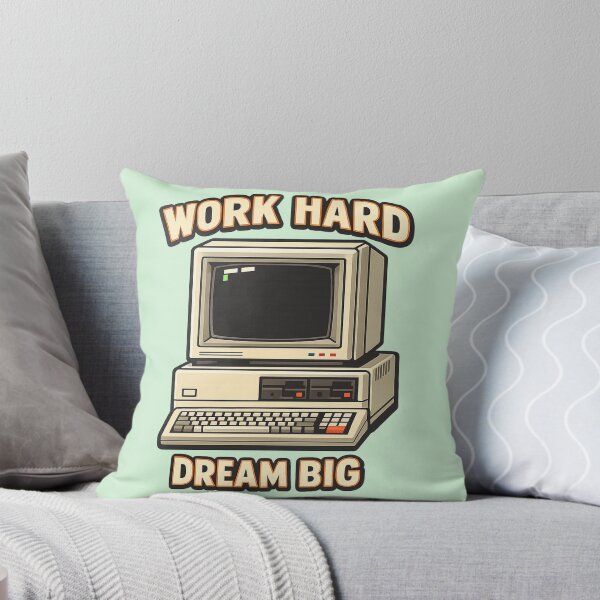Item preview, Retro Vintage Computer AI Art – Work Hard Dream Big Motivational Design designed and sold by Cleora Art .