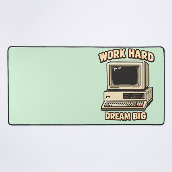 Item preview, Retro Vintage Computer AI Art – Work Hard Dream Big Motivational Design designed and sold by Cleora Visuals.