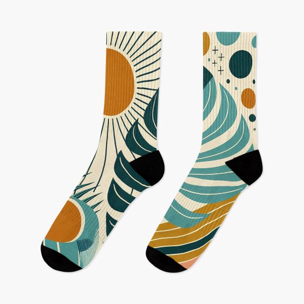 Item preview, Geometric Monstera Leaves with Sunburst designed and sold by InkSmithery.