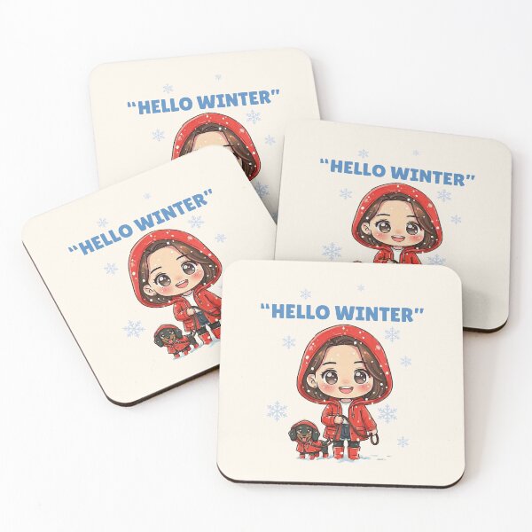 Item preview, Hello Winter Cozy Girl Illustration – Cute Winter Walk with Dog | Girly Cozy Day Art designed and sold by Beeform.
