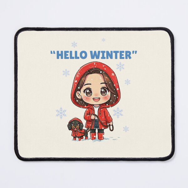 Item preview, Hello Winter Cozy Girl Illustration – Cute Winter Walk with Dog | Girly Cozy Day Art designed and sold by Beeform.