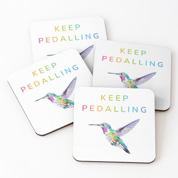 Item preview, 'Keep Pedalling' - A flying hummingbird flying with the text  designed and sold by CromaArtStudio.