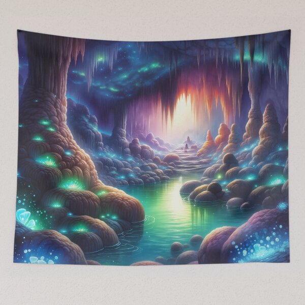 Item preview, Mystical Underground World - Bioluminescent Inner Earth Cave designed and sold by FriskyLemur.
