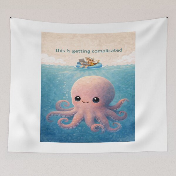 Item preview, This Is Getting Complicated T-Shirt – Cute Octopus Shirt, Subtle Funny Graphic Tee, Calm Humor Work From Home Shirt designed and sold by tonyhopeirl.