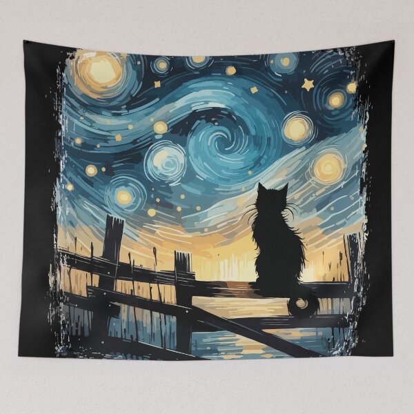 Item preview, Starry Night Cat Van Gogh designed and sold by BrownHorse90s.