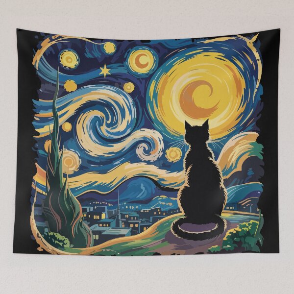 Item preview, Starry Night Cat Van Gogh designed and sold by BrownHorse90s.