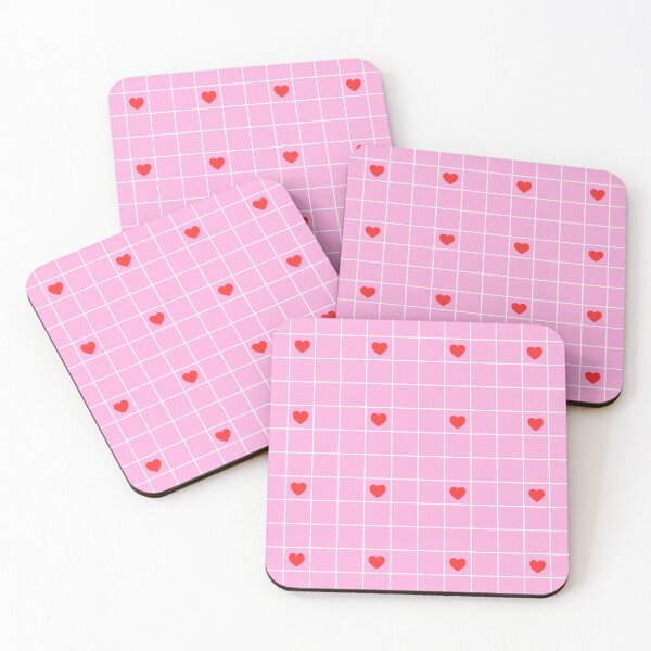 Item preview, Pink Grid Background with Bold Red Hearts designed and sold by imperiumpublicitario .