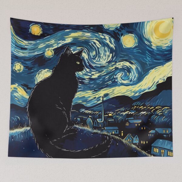 Item preview, Starry Night Cat Van Gogh designed and sold by BrownHorse90s.