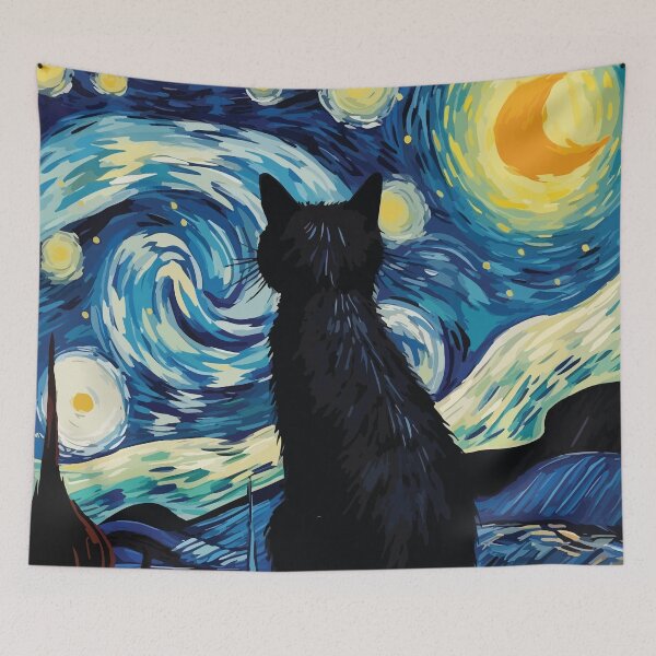Item preview, Starry Night Cat Van Gogh designed and sold by BrownHorse90s.