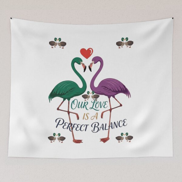 Item preview, Our Love Is a Perfect Balance – Cute Flamingo Couple Love Illustration designed and sold by GloboStyle Design .