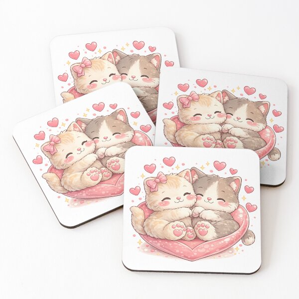 Item preview, Cute Valentine Kittens – Kawaii Cat Couple in Heart Love Design designed and sold by Artistmonkey345.