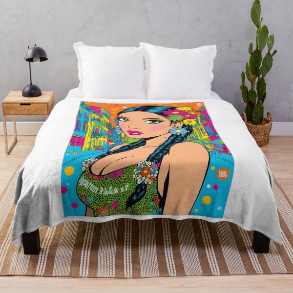 Item preview, Stylish Woman in Vibrant Colorful Street Art Scene designed and sold by Artessie.