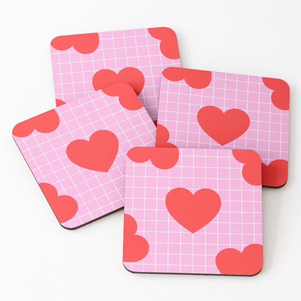 Item preview, Minimalist pink grid with red hearts designed and sold by imperiumpublicitario .