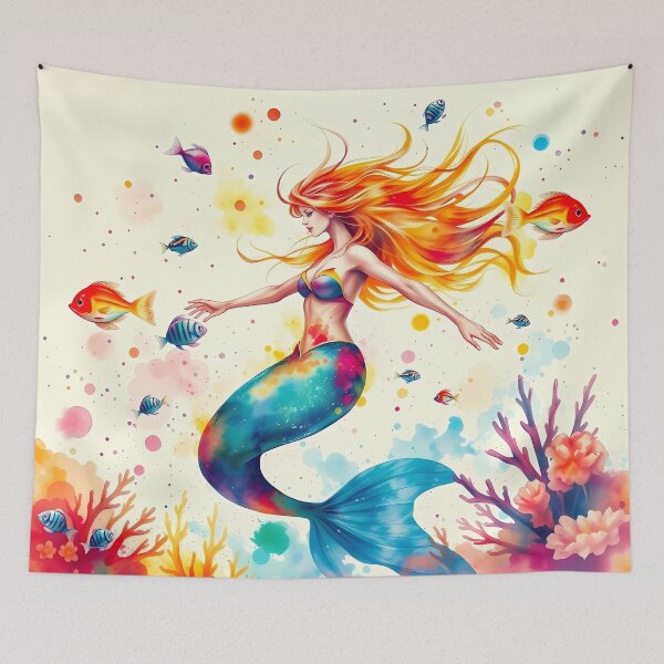 Item preview, Vibrant Underwater Mermaid designed and sold by cuprum.