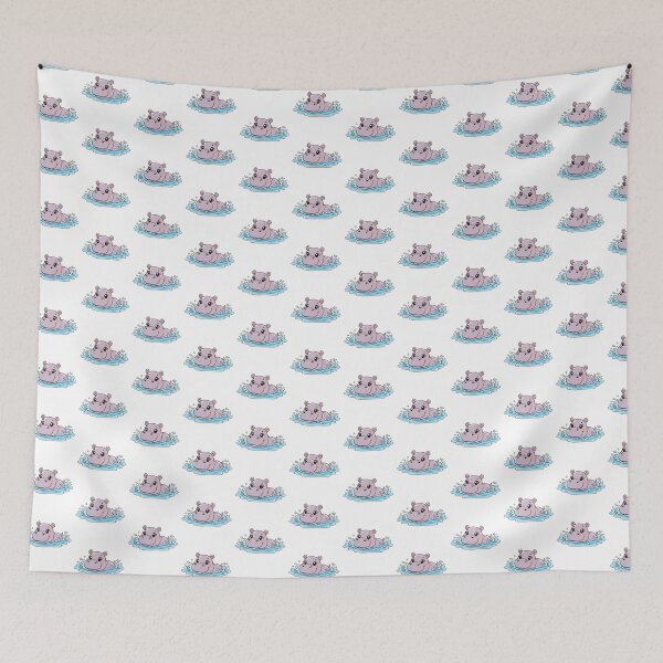 Item preview, Cute Baby Hippo Cartoon Splashing in Water – Kawaii Animal Illustration designed and sold by Royalsticker.