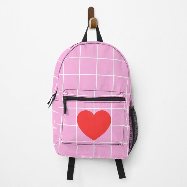 Item preview, Minimal Pink Grid with Centered Red Heart designed and sold by imperiumpublicitario .