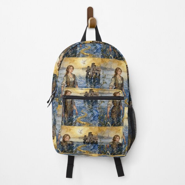 Item preview, Wading woman by the jetty beautiful illustration designed and sold by Vintage Designs +.