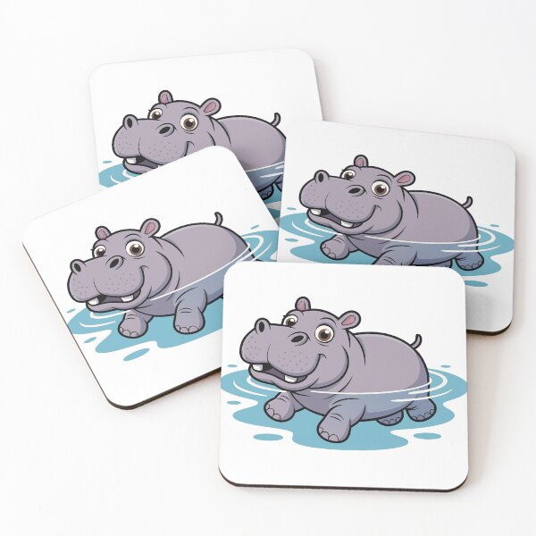 Artikelvorschau, Niedliche, fröhliche Nilpferd-Cartoon-Illustration | Bezauberndes Tierkunst-Design entworfen und verkauft von Royalsticker.