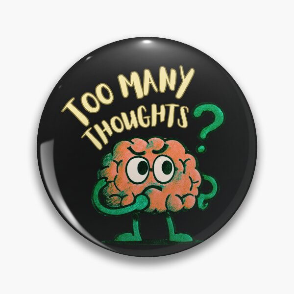 Item preview, Too Many Thoughts Cartoon Brain Illustration for Modern Life Humor designed and sold by AdicretorDesign.