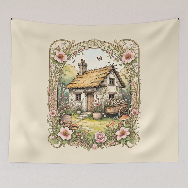 Item preview, Vintage Cottagecore Aesthetic Garden Floral Storybook Art Print designed and sold by BorgSpareParts.